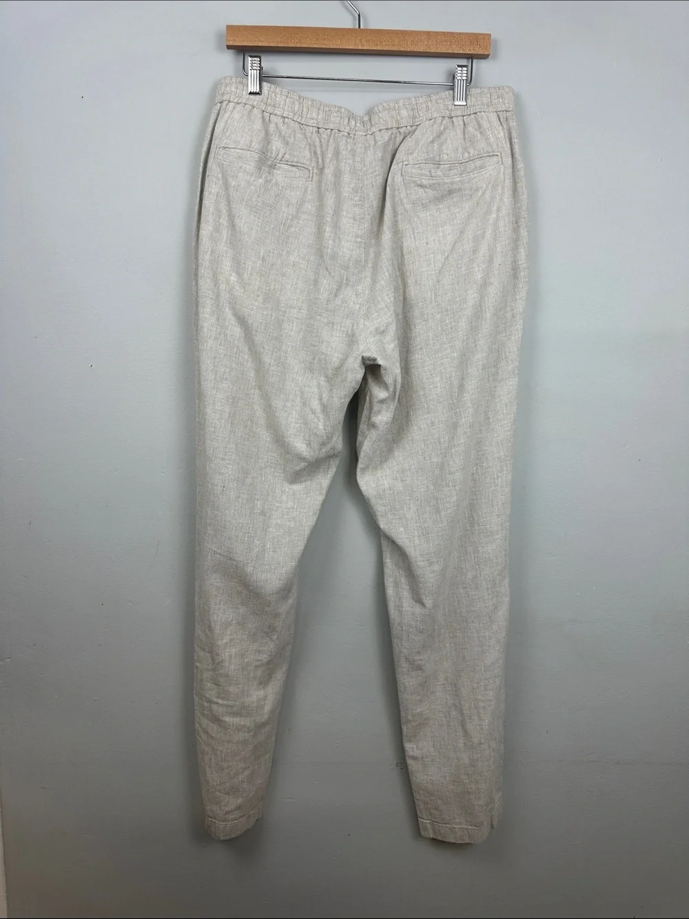 14th & Union Elastic Waist Linen Blend Trim Fit Pants Sz L